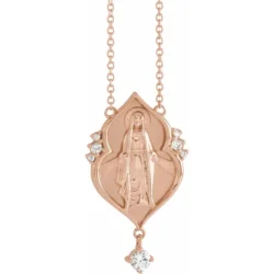 .08 CTW Natural Diamond Miraculous Mary 16" Necklace
