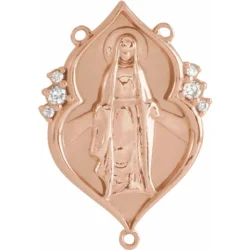 .06 CTW Natural Diamond Miraculous Mary Rosary Center