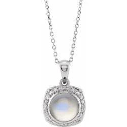 8 mm Round 1/8 CTW Natural Diamond Semi-Set Halo-Style 16-18" Necklace