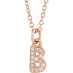 .05 CTW Natural Diamond Petite Initial B 16-18" Necklace