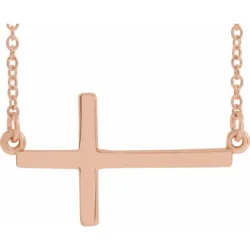 22x11.5 mm Sideways Cross 16-18" Necklace